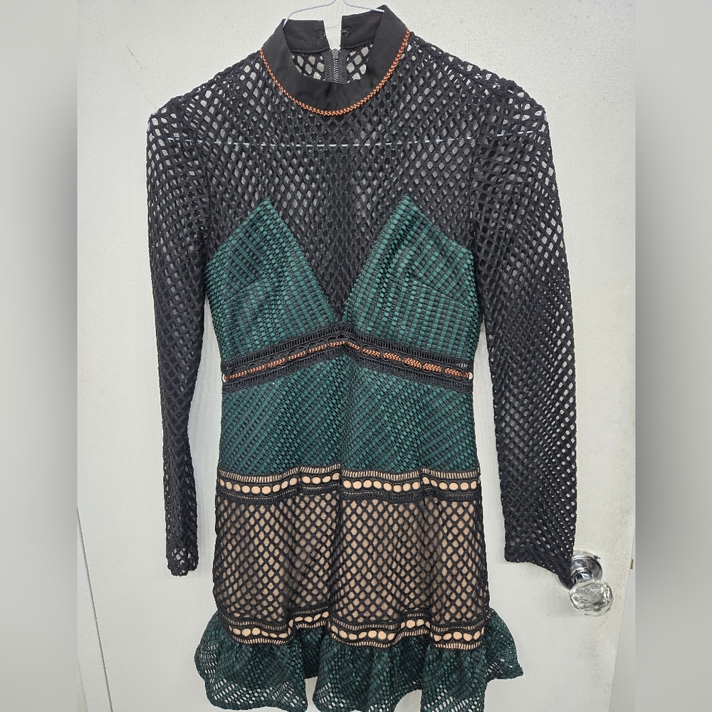 SELF-PORTRAIT lace pattern mini dress size 2